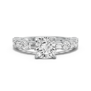 Image for Cushion Surprise diamond Ring with Alternating Baguette band