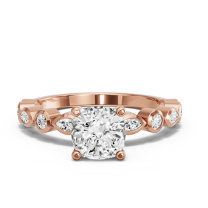 Image for Square Cushion Surprise diamond Ring with Alternating Marquise band