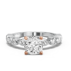 Image for Square Cushion Surprise diamond Ring with Alternating Marquise band