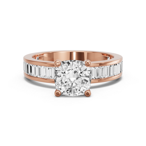 Image for Cushion Surprise diamond Ring with Baguette Channel band