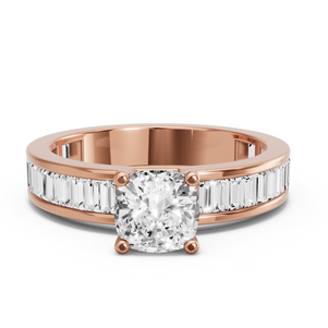 Image for Cushion Surprise diamond Ring with Baguette Channel band