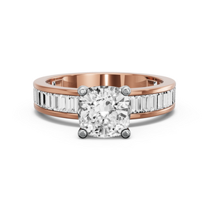 Image for Cushion Surprise diamond Ring with Baguette Channel band