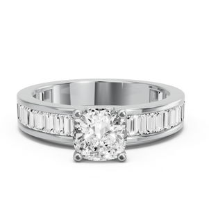 Image for Cushion Surprise diamond Ring with Baguette Channel band