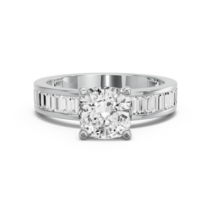 Image for Cushion Surprise diamond Ring with Baguette Channel band