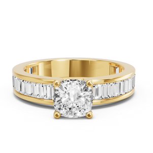 Image for Cushion Surprise diamond Ring with Baguette Channel band