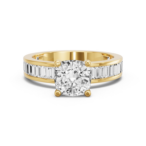 Image for Cushion Surprise diamond Ring with Baguette Channel band