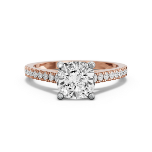 Image for Square Cushion Surprise diamond Ring with Cathedral Pave band