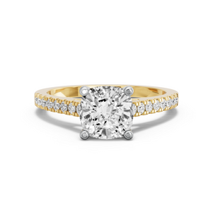 Image for Square Cushion Surprise diamond Ring with Cathedral Pave band