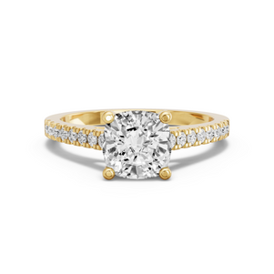 Image for Square Cushion Surprise diamond Ring with Cathedral Pave band