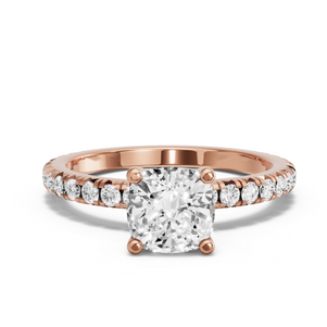 Image for Cushion Surprise diamond Ring with French Pave band