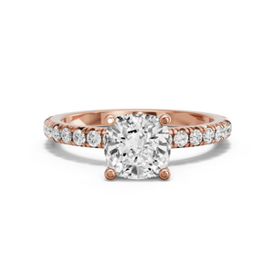 Image for Cushion Surprise diamond Ring with French Pave band