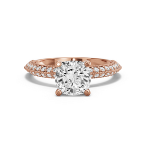 Image for Square Cushion Surprise diamond Ring with Knife Edge Pave band