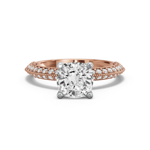 Image for Cushion Surprise diamond Ring with Knife Edge Pave band