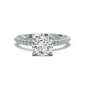 Image for Square Cushion Surprise diamond Ring with Knife Edge Pave band