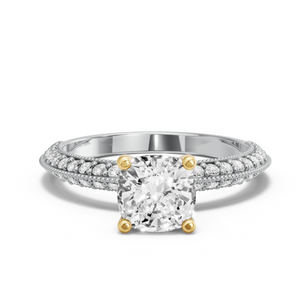 Image for Square Cushion Surprise diamond Ring with Knife Edge Pave band