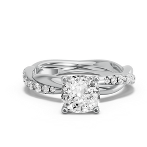 Image for Square Cushion Surprise diamond Ring with Rope Pave band