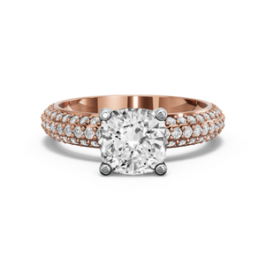 Image for Square Cushion Surprise diamond Ring with Triple Row Pave band