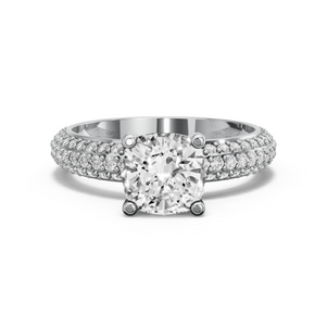 Image for Cushion Surprise diamond Ring with Triple Row Pave band