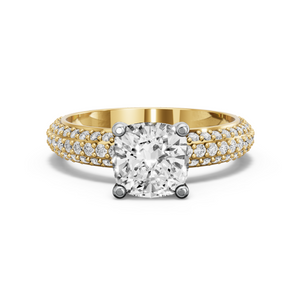 Image for Square Cushion Surprise diamond Ring with Triple Row Pave band