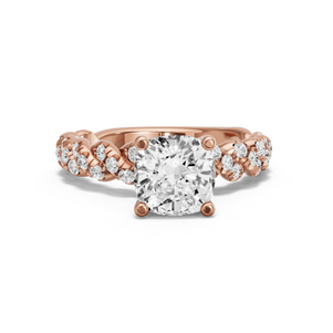 Image for Square Cushion Surprise diamond Ring with Twist Pave band