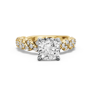Image for Cushion Surprise diamond Ring with Twist Pave band