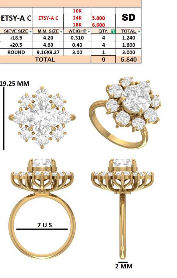Custom Order - Ashely Canchari (AC) | Sterling Silver 925 | CZ Pink Stones | 7.25 US (ring model)