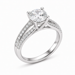 Round Cut Cathedral Ring