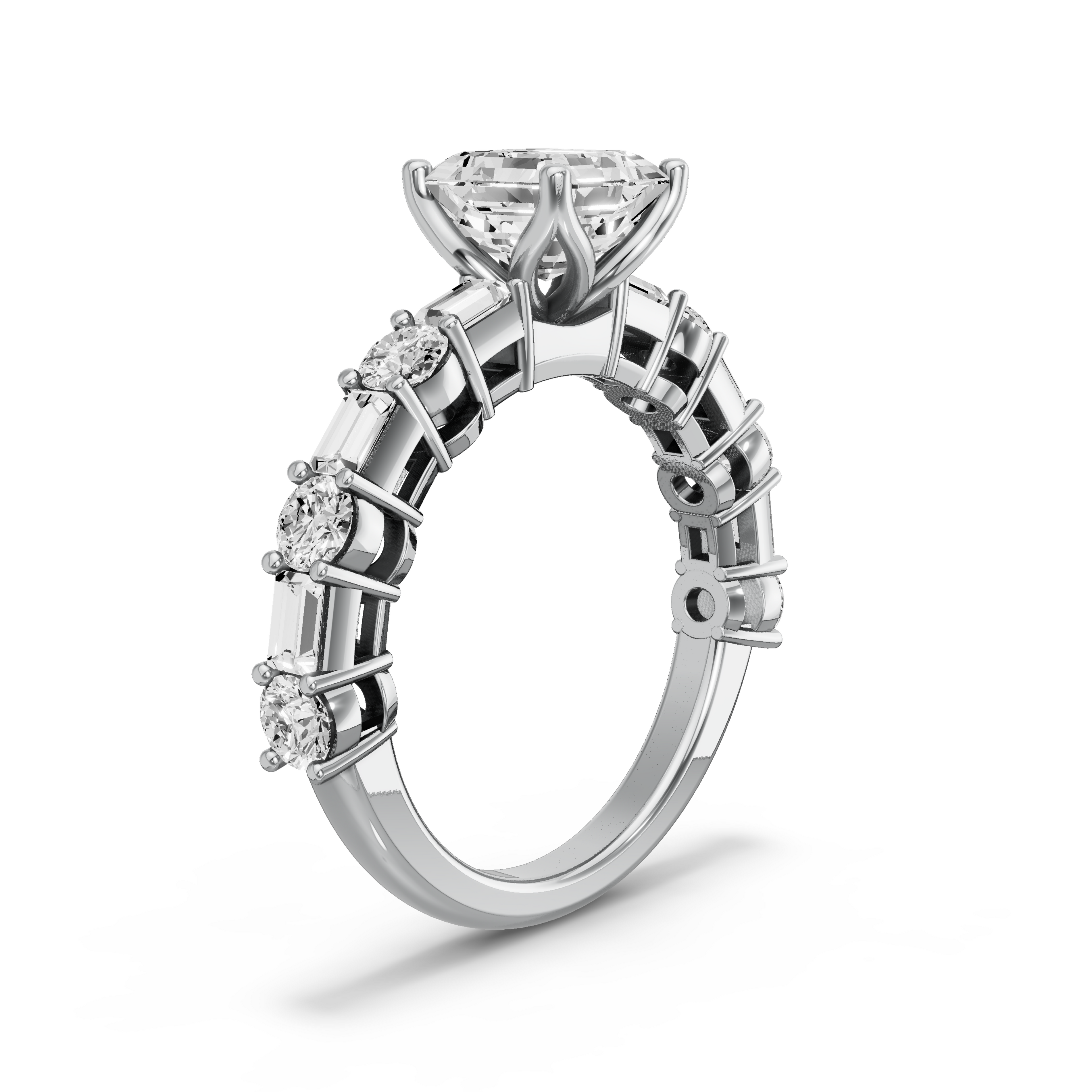 Image for Asscher Surprise diamond Ring with Twist Pave band in 950 Platinum