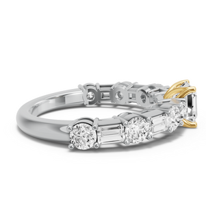 Image for Asscher Tulip Basket Ring with Alternating Baguette band