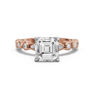 Image for Asscher Tulip Basket Ring with Alternating Marquise band