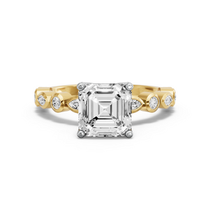 Image for Asscher Tulip Basket Ring with Alternating Marquise band
