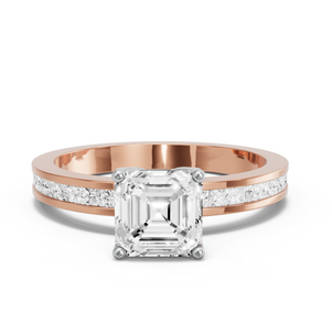 Image for Asscher Tulip Basket Ring with Channel band