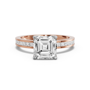 Image for Asscher Tulip Basket Ring with Channel band