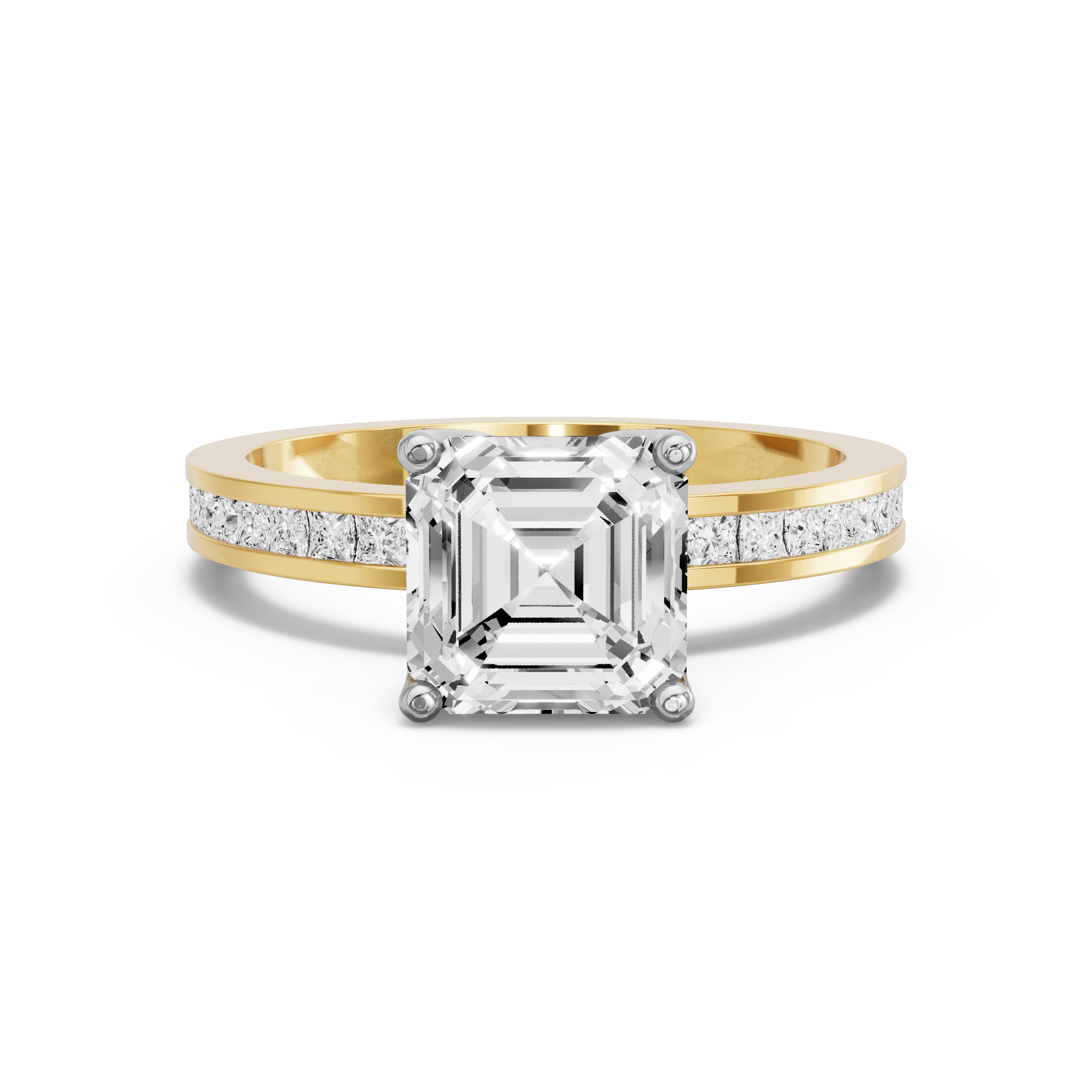 Image for Asscher Tulip Basket Ring with Channel band