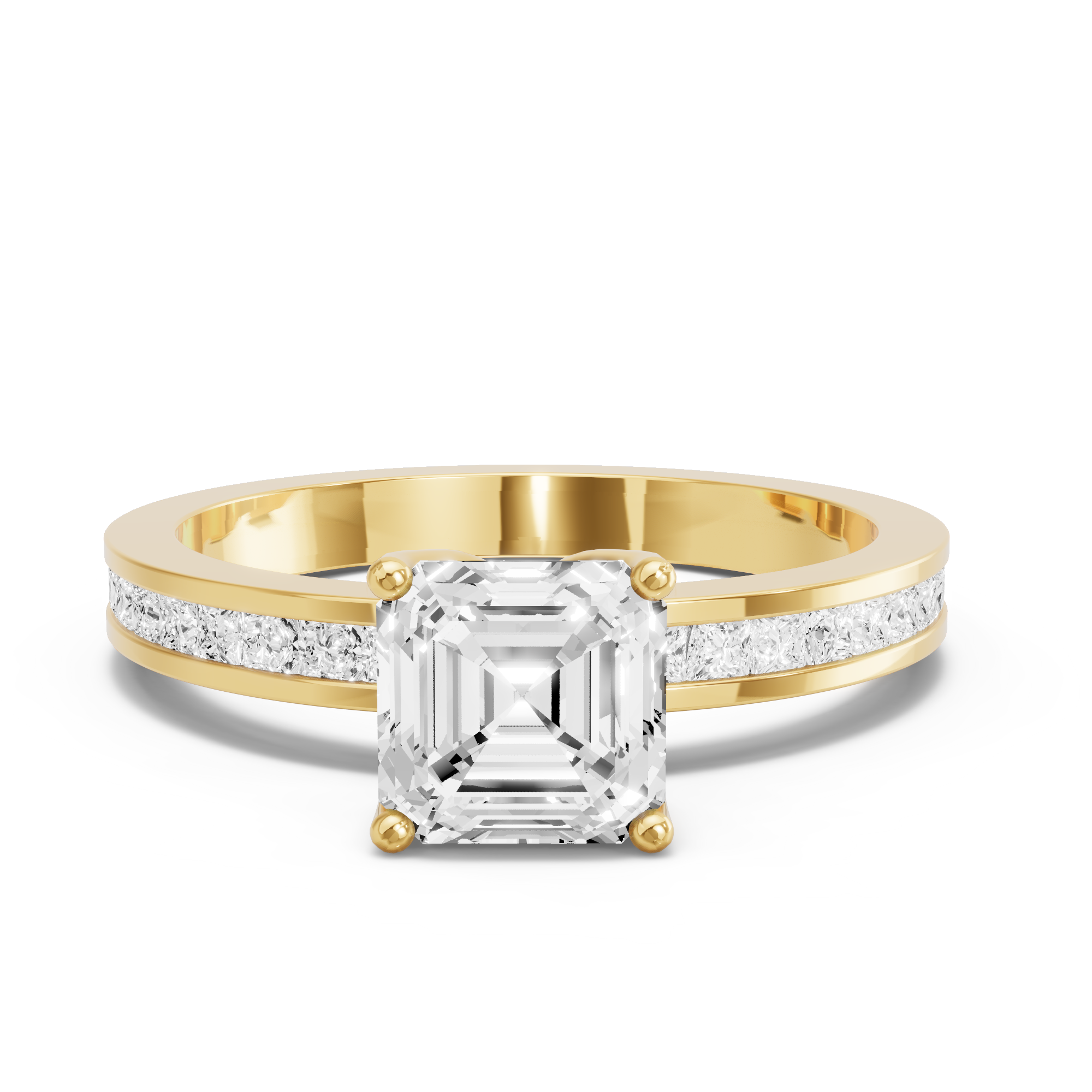 Image for Asscher Tulip Basket Ring with Channel band