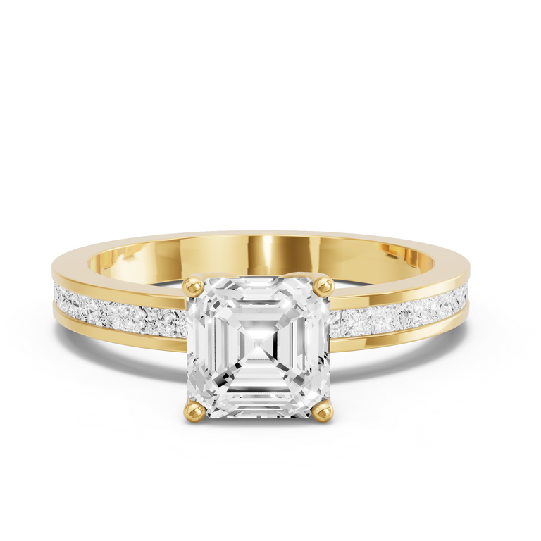 Image for Asscher Tulip Basket Ring with Channel band