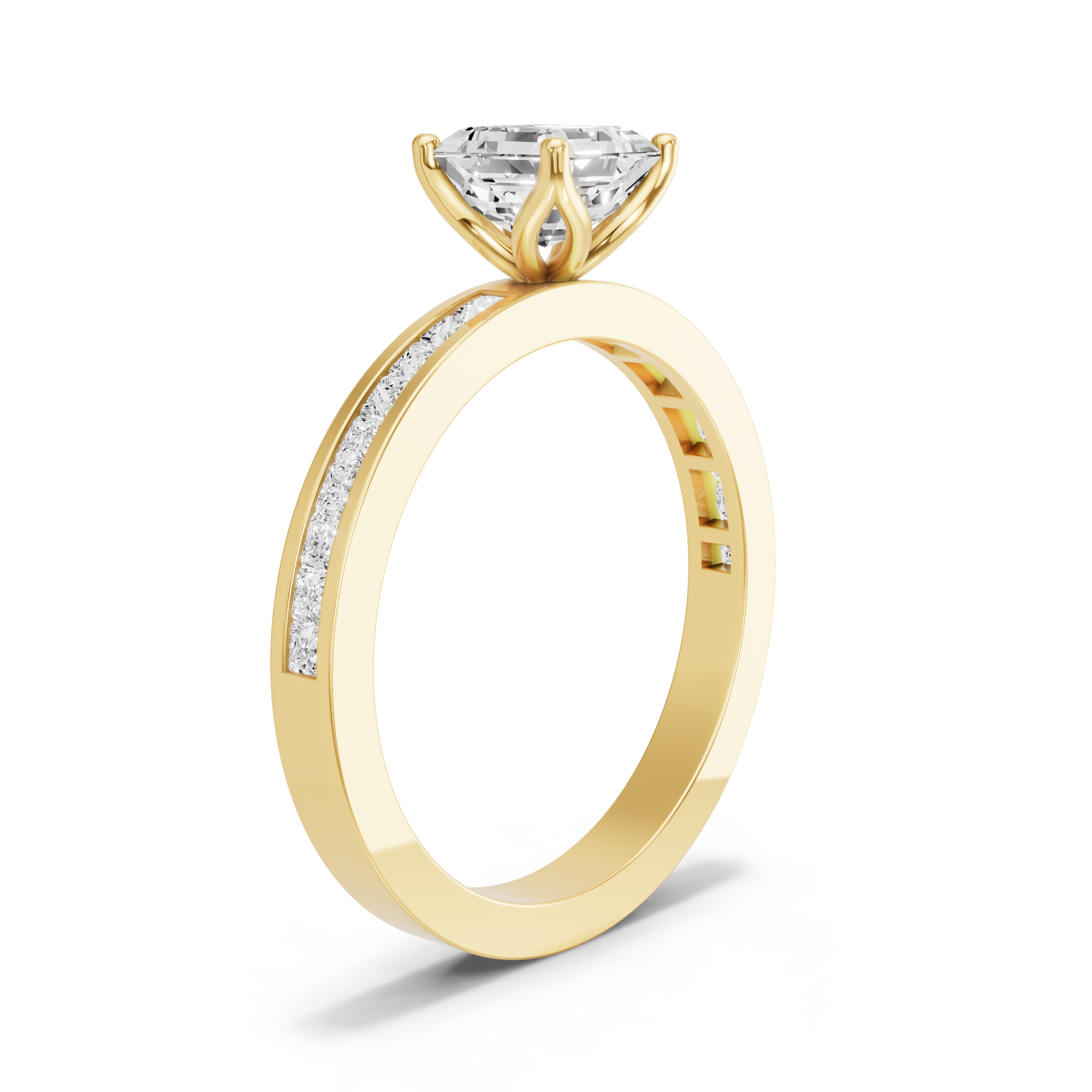 Image for Asscher Tulip Basket Ring with Channel band