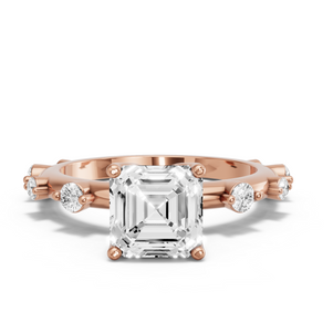 Image for Asscher Tulip Basket Ring with Floating Station band
