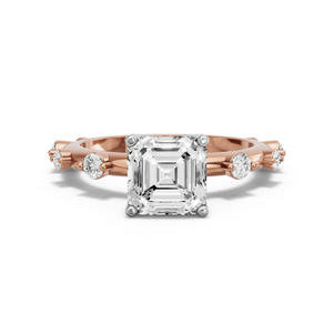 Image for Asscher Tulip Basket Ring with Floating Station band