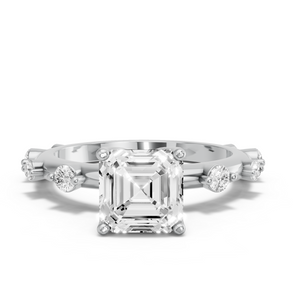 Image for Asscher Tulip Basket Ring with Floating Station band