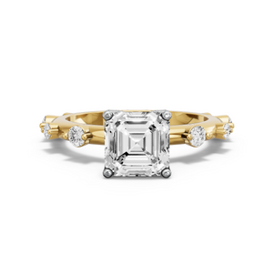 Image for Asscher Tulip Basket Ring with Floating Station band