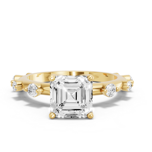 Image for Asscher Tulip Basket Ring with Floating Station band