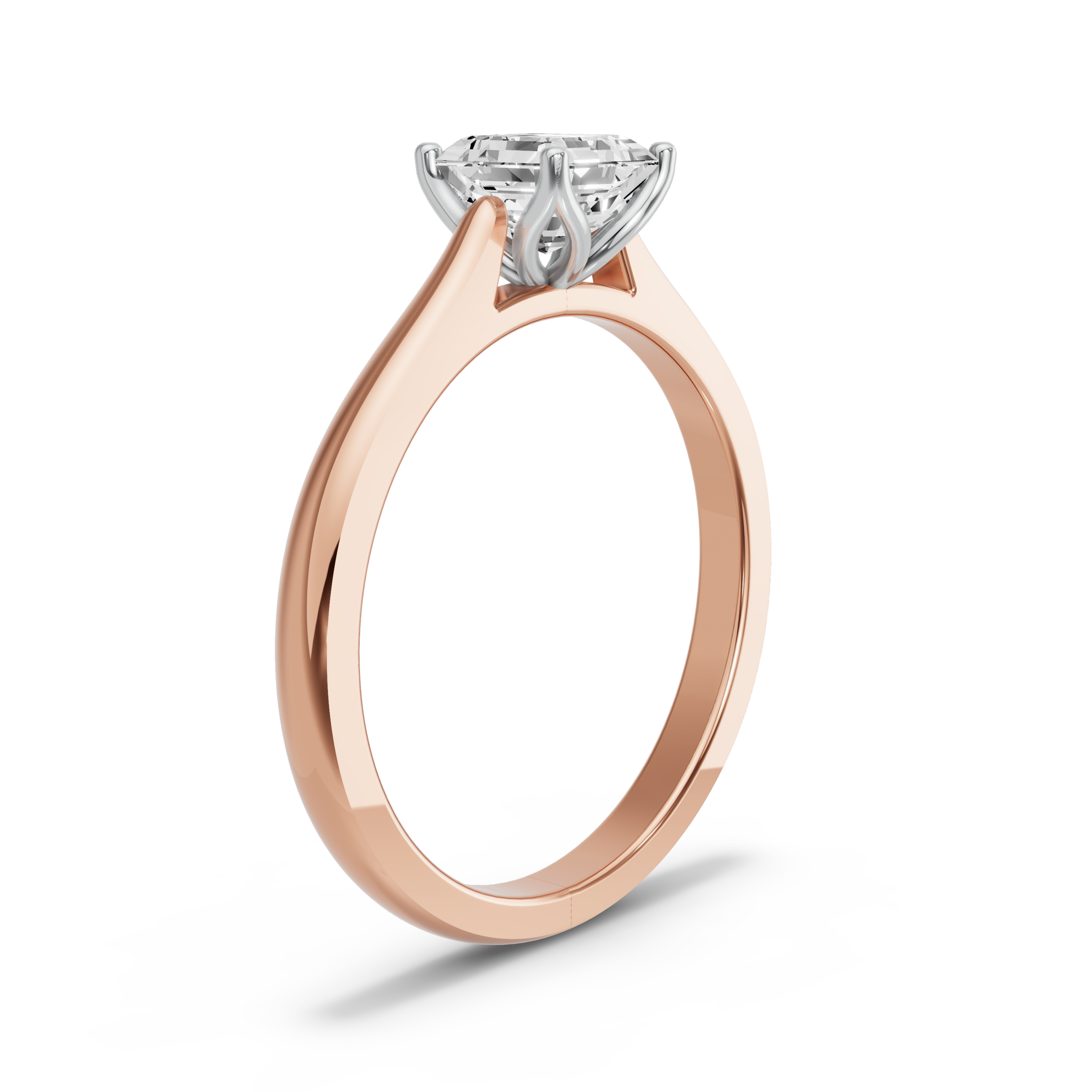Image for Asscher Tulip Basket Ring with Knife Edge Cathedral band in 14K Two Tone Yellow Gold