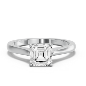 Image for Asscher Tulip Basket Ring with Knife Edge Cathedral band