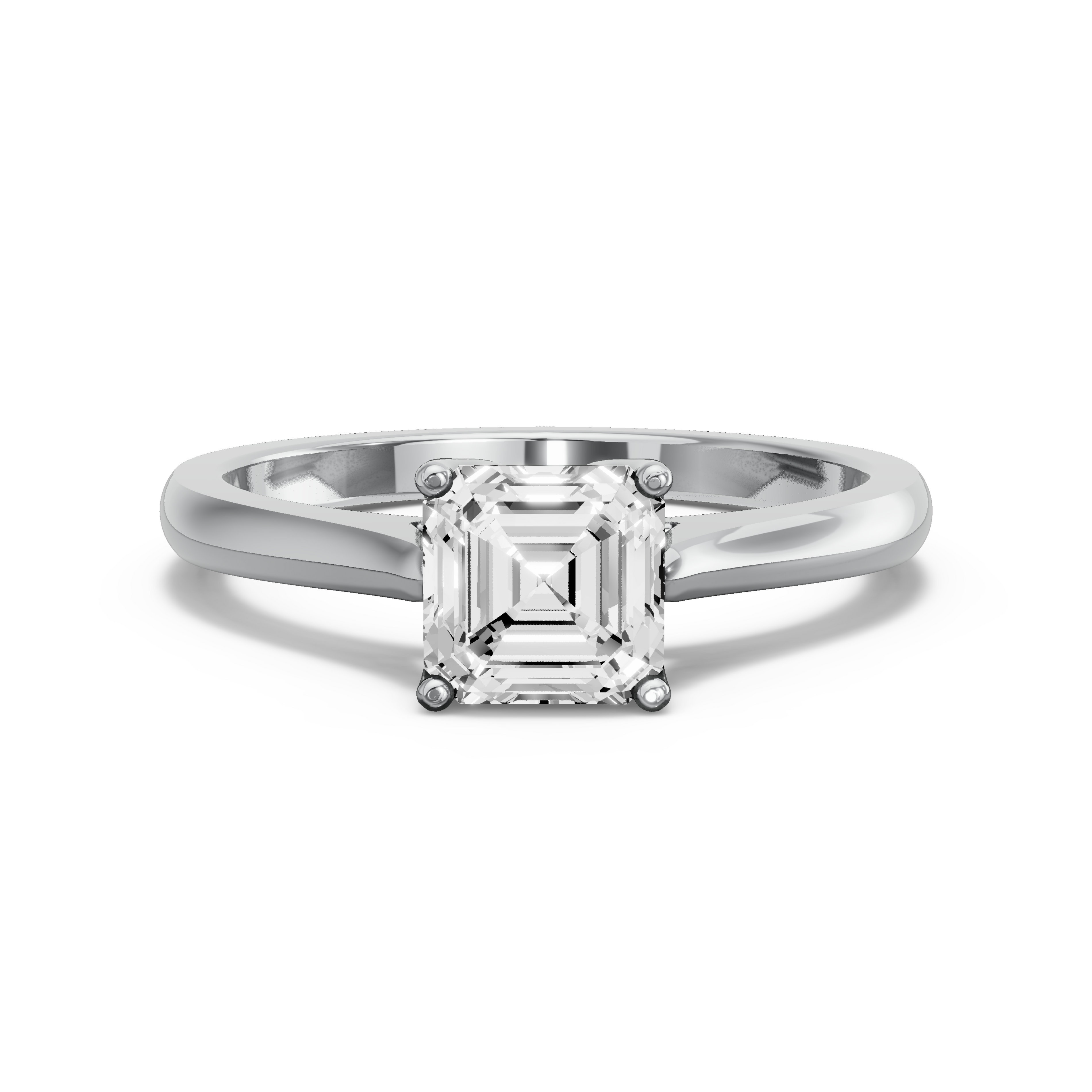 Image for Asscher Tulip Basket Ring with Knife Edge Cathedral band in 10K Two Tone Rose Gold