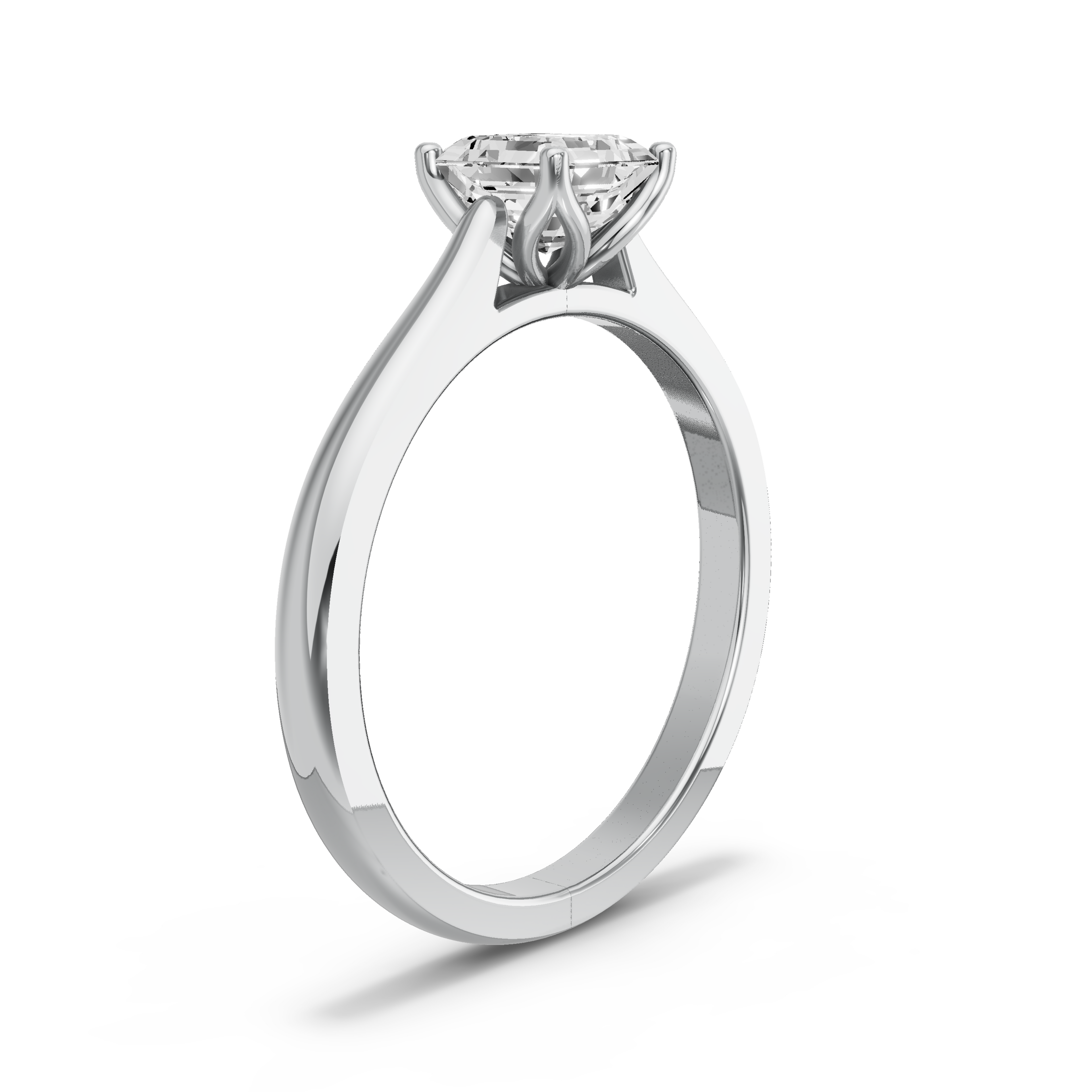 Image for Asscher Tulip Basket Ring with Knife Edge Cathedral band in 14K Two Tone Rose Gold