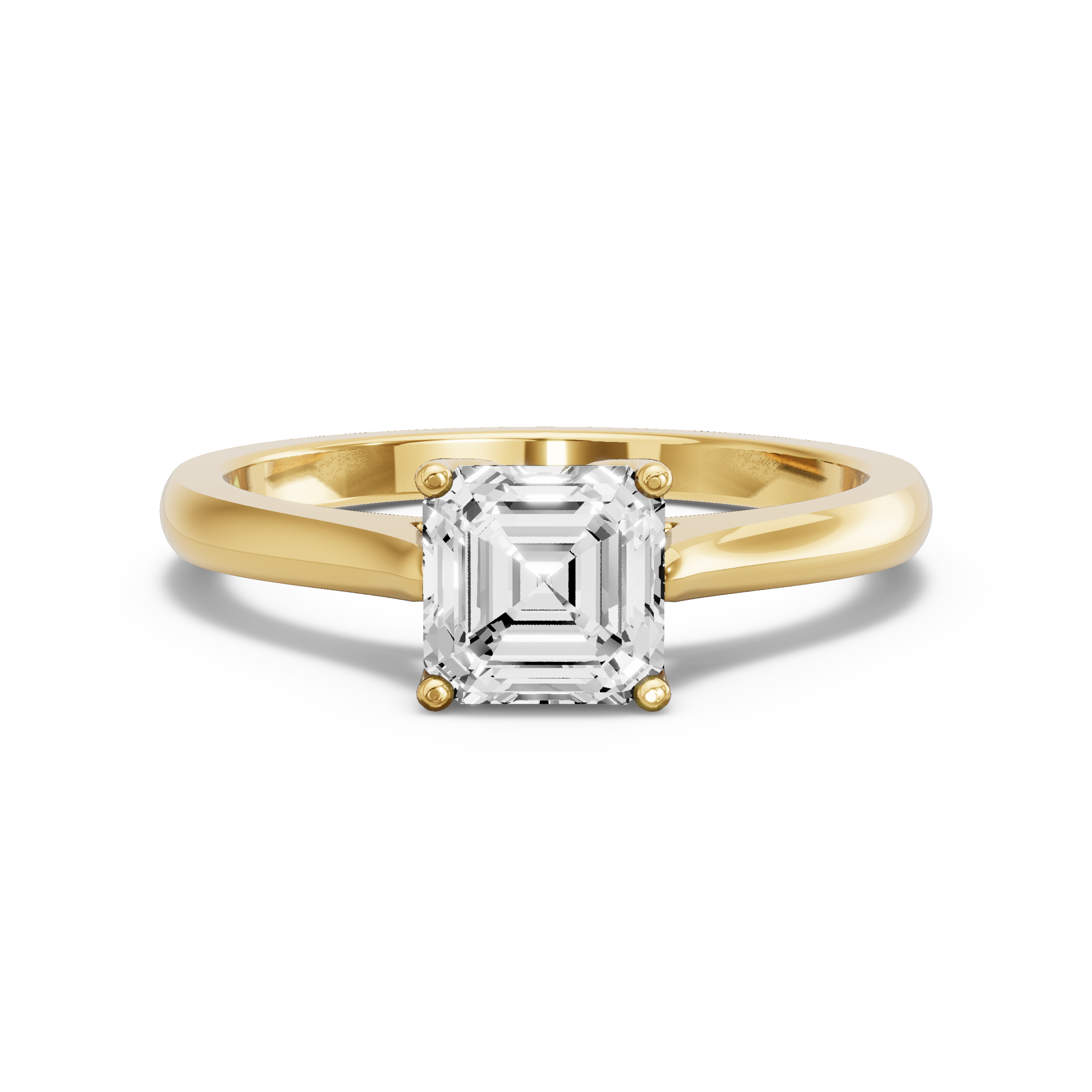Image for Asscher Tulip Basket Ring with Knife Edge Cathedral band in 10K White Gold