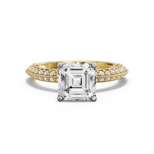 Image for Asscher Tulip Basket Ring with Knife Edge Pave band