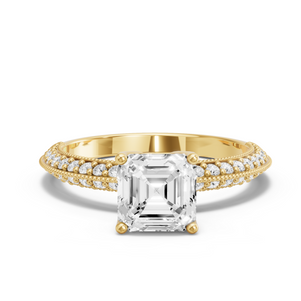 Image for Asscher Tulip Basket Ring with Knife Edge Pave band
