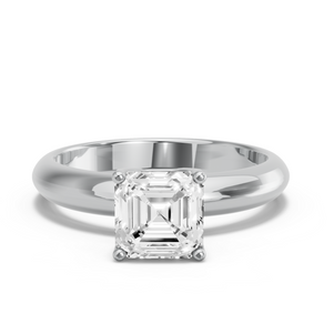 Image for Asscher Tulip Basket Ring with Knife Edge Solitaire band